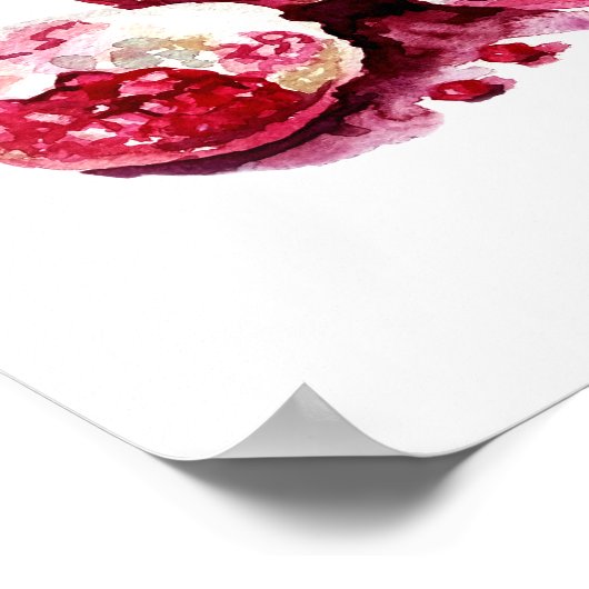 Pomegranate fruit watercolour decoration. poster (Hoek)