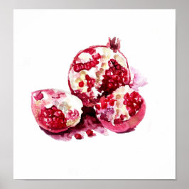 Pomegranate fruit watercolour decoration. poster