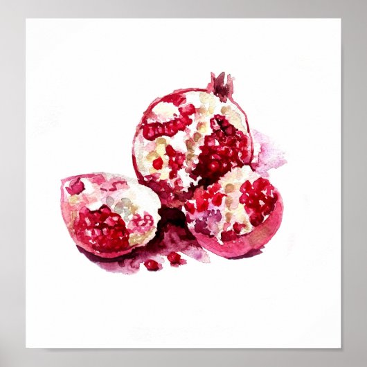 Pomegranate fruit watercolour decoration. poster (Voorkant)