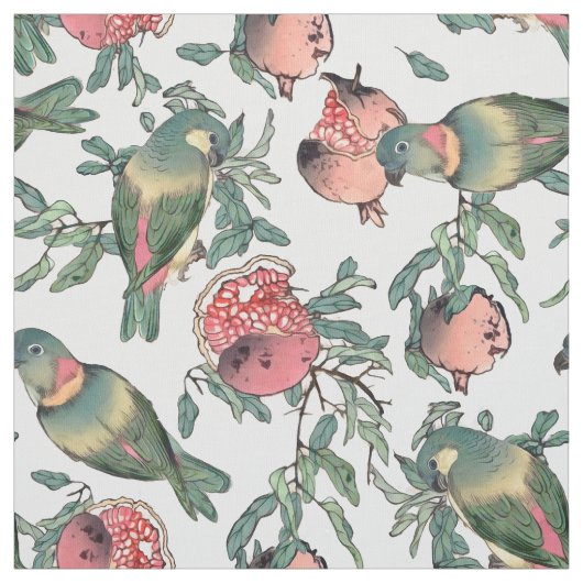 Pomegranate Fruits & Lovevogels Stof (Swatch)