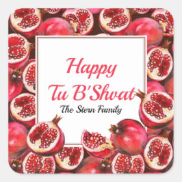 Pomegranate Gift Persoonlijk Happy Tu B'shvatat Vierkante Sticker