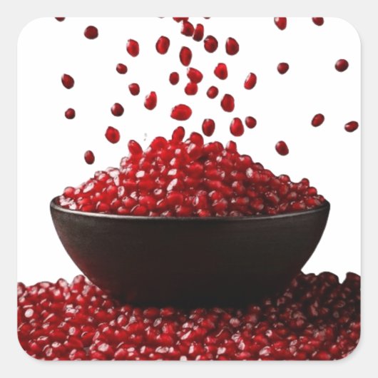 Pomegranate Illustration – Elegant Fruit Design Vierkante Sticker (Voorkant)