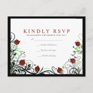 Pomegranate Jewish Wedding Invitation Reply Kaart