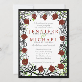 Pomegranate Jwish Wedding Invitation Kaart