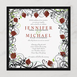 Pomegranate Jwish Wedding Invitation Kaart