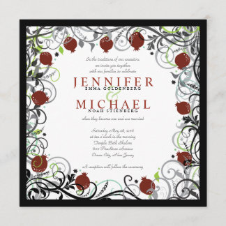 Pomegranate Jwish Wedding Invitation Kaart