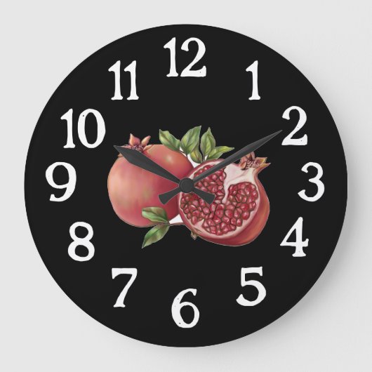 Pomegranate Kitchen Clock - Zwart Grote Klok (Voorkant)