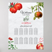 Pomegranate Mediterranean Wedding Seating Chart Poster (Voorkant)