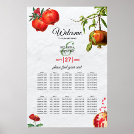 Pomegranate Mediterranean Wedding Seating Chart Poster