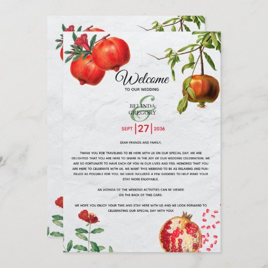 Pomegranate Mediterranean Weduwroute Programmakaart (Voorkant / Achterkant)