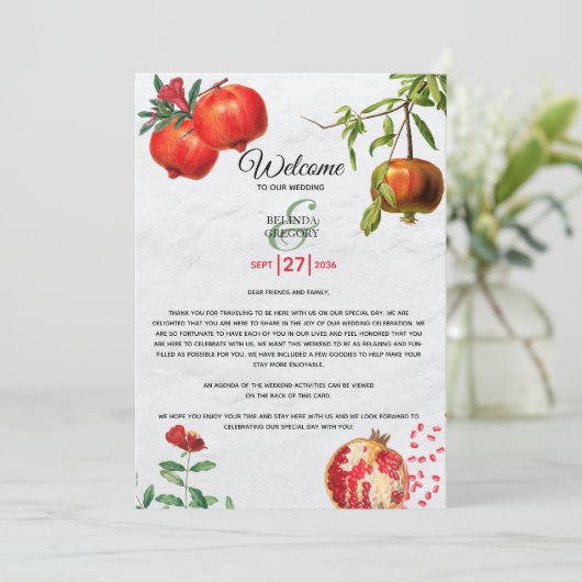 Pomegranate Mediterranean Weduwroute Programmakaart (Staand voorkant)