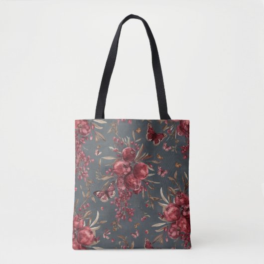 Pomegranate & Olive Botanical Tote Bag (Voorkant)