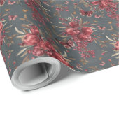  Pomegranate & Olive Botanical Wrapping Paper Cadeaupapier (Rol Hoek)