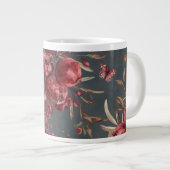Pomegranate & Olive Mug | Wine Red Botanical Print Grote Koffiekop (Voorkant rechts)