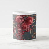 Pomegranate & Olive Mug | Wine Red Botanical Print Grote Koffiekop (Voorkant)