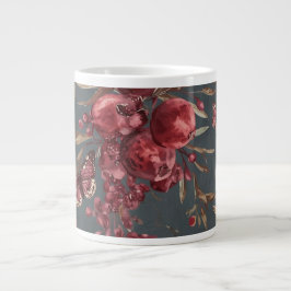 Pomegranate & Olive Mug | Wine Red Botanical Print Grote Koffiekop
