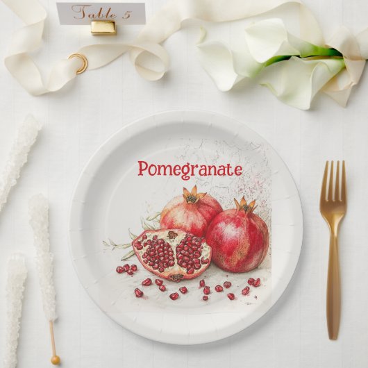 Pomegranate Paper Plate Papieren Bordje (Huwelijk)