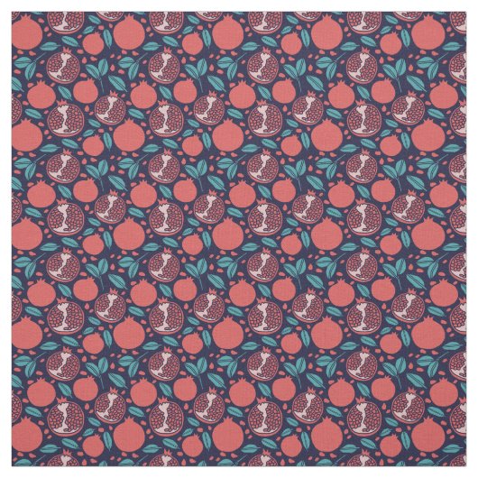 Pomegranate Pattern op Blue Pattern Stof (Swatch)
