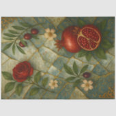 Pomegranate Rose – Ornate Botanical Fantasy Tissuepapier (Voorkant)