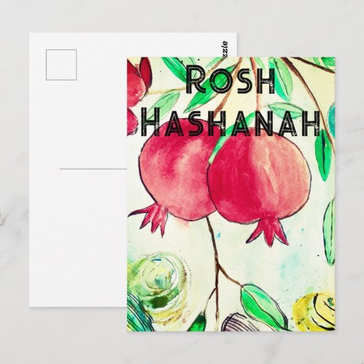 Pomegranate Rosh Hashanah Fruit Shana Tova Briefkaart (Voorkant / Achterkant)