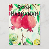 Pomegranate Rosh Hashanah Fruit Shana Tova Briefkaart (Voorkant)
