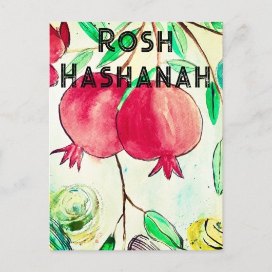 Pomegranate Rosh Hashanah Fruit Shana Tova Briefkaart (Voorkant)