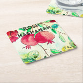 Pomegranate Rosh Hashanah Fruit Shana Tova Kartonnen Onderzetters (Schuin)