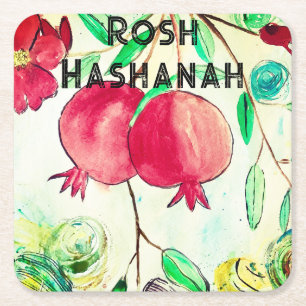 Pomegranate Rosh Hashanah Fruit Shana Tova Kartonnen Onderzetters