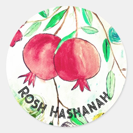 Pomegranate Rosh Hashanah Fruit Shana Tova Ronde Sticker (Voorkant)
