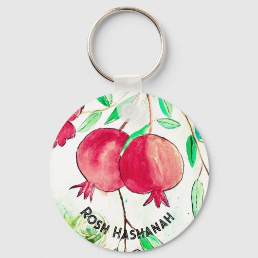 Pomegranate Rosh Hashanah Fruit Shana Tova Sleutelhanger (Voorkant)