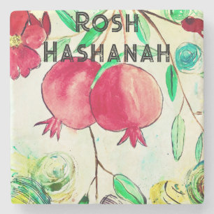 Pomegranate Rosh Hashanah Fruit Shana Tova Stenen Onderzetter