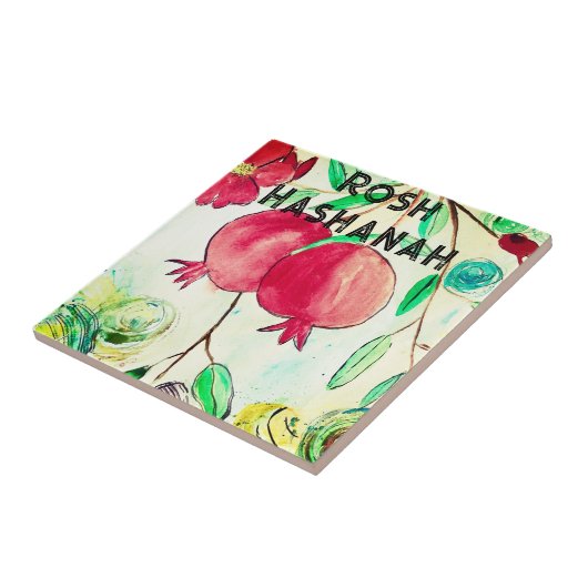 Pomegranate Rosh Hashanah Fruit Shana Tova Tegeltje (Zijkant)