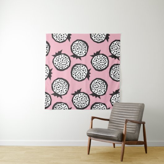 Pomegranate seamless pattern in modern abstract st wandkleed (In Situ (horizontaal))