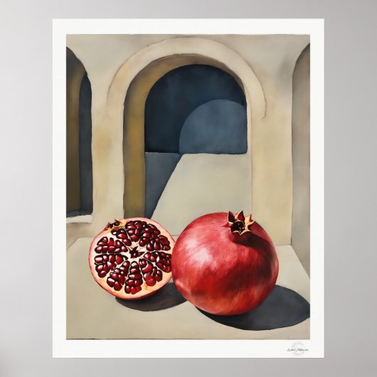 Pomegranate Still Life with Arch Poster (Voorkant)