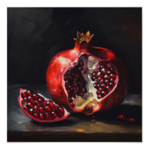Pomegranate   Stilleven   Stijl van oliehoudende v Foto Afdruk