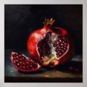 Pomegranate | Stilleven | Stijl van oliehoudende v Poster (Voorkant)