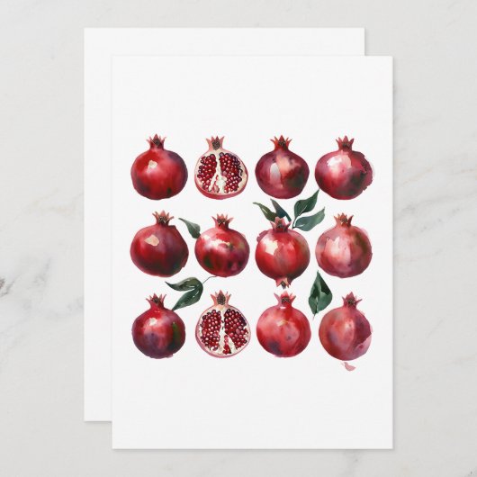 Pomegranate Watercolor Art Kaart (Voorkant / Achterkant)