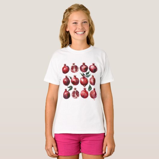 Pomegranate Watercolor Art T-shirt (Voorkant volledig)