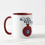 pomegranate with evil eye mug mok<br><div class="desc">Pomegranate in many cultures symbolizes abundance,  blessing,  fertility,  and immortality. And  the evil eye to ward of the negativity when you begin your day with a coffee in this unique mug.</div>