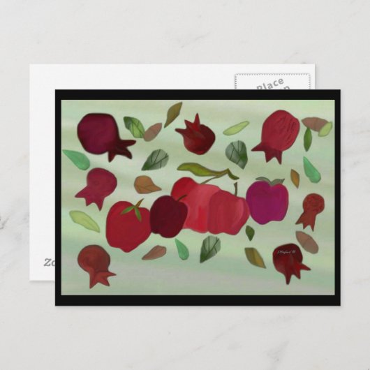 Pomegranaten en appels zoet Jaar Briefkaart (Voorkant / Achterkant)