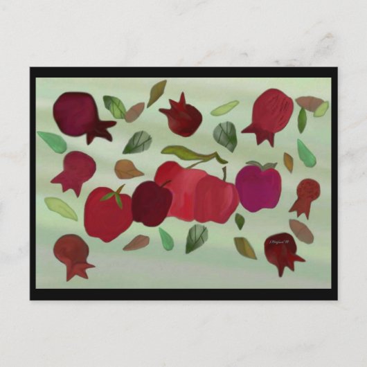 Pomegranaten en appels zoet Jaar Briefkaart (Voorkant)