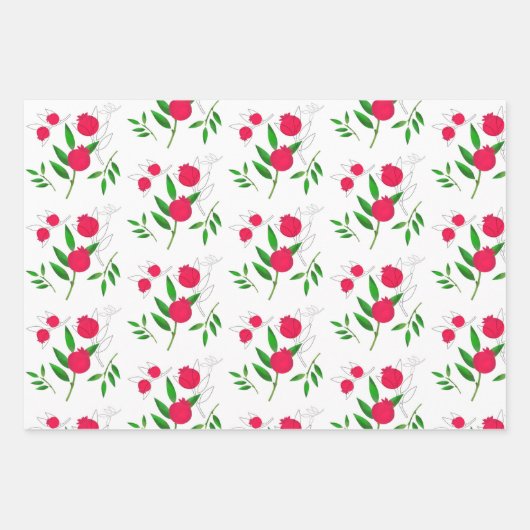 Pomegranaten en coördinerende Prints Inpakpapier Vel (Voorkant)