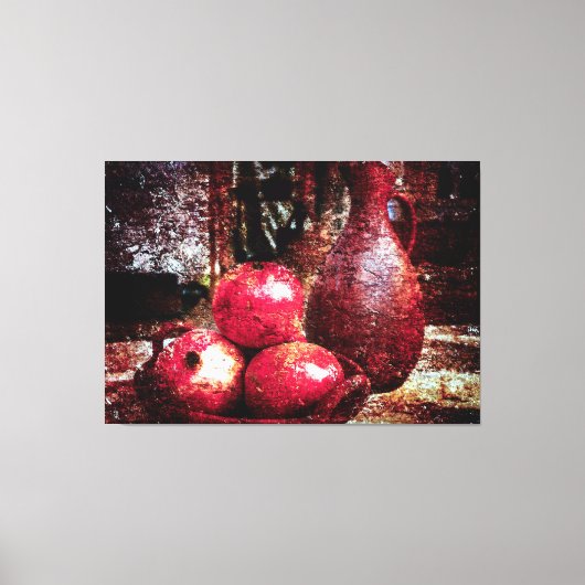 Pomegranaten en een pitcher canvas afdruk (Voorkant)