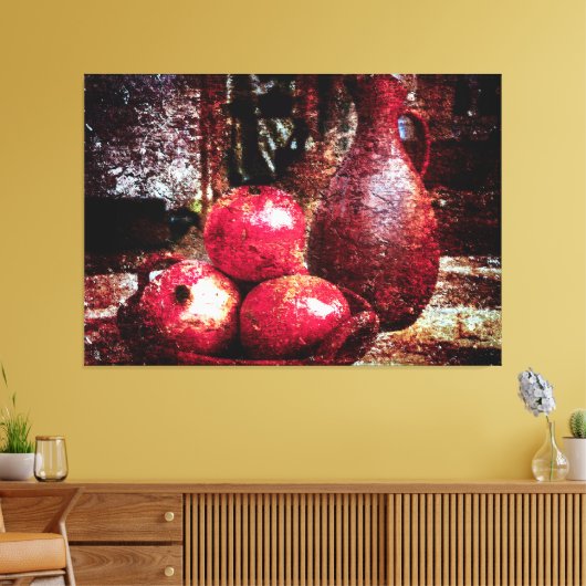 Pomegranaten en een pitcher canvas afdruk (Insitu (Woonkamer))