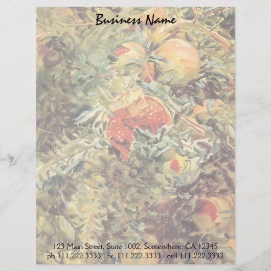 Pomegranaten II van John Singer Sargent Gepersonaliseerd Briefhoofd (Voorkant)