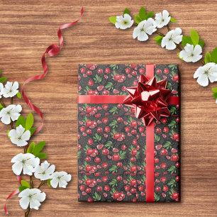 Pomegranaten op Black Jewish Rosh Hashanah Cadeaupapier