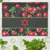 Pomegranaten op Black Jewish Rosh Hashanah Star Theedoek (Gevouwen)