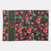 Pomegranaten op Black Jewish Rosh Hashanah Star Theedoek (Horizontaal)