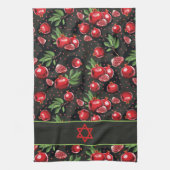 Pomegranaten op Black Jewish Rosh Hashanah Star Theedoek (Verticaal)