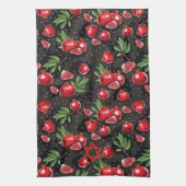 Pomegranaten op Black Jewish Rosh Hashanah Star Theedoek (Verticaal)